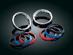 LARGE DELUXE GAUGE BEZELS (INCLUDES 3 COLORED RINGS) PAIR (1 IN STOCK)