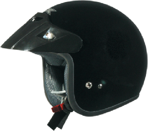 FX75 BLACK OPEN FACE 3/4 HELMET