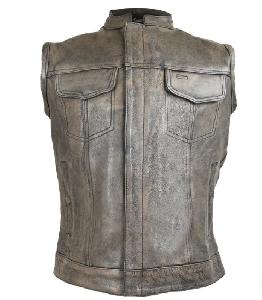 DISTRESSED BROWN MOTORCYCLE CLUB LEATHER VEST