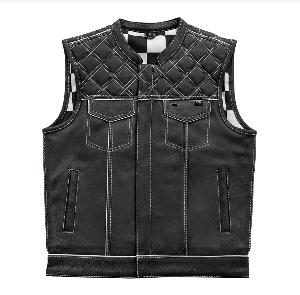 CHECKER MOTORCYCLE VEST - WHITE