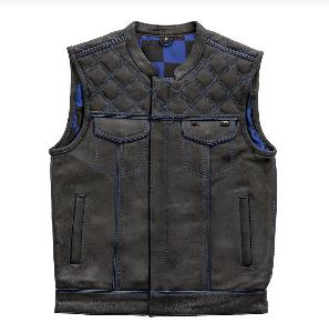 CHECKER MOTORCYCLE VEST-BLUE