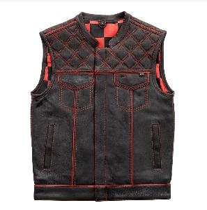 CHECKER MOTORCYCLE VEST - RED