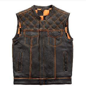 CHECKER MOTORCYCLE VEST-ORANGE