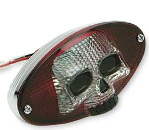 3-D SKULL TAILLIGHT/SKULL FACE W/RED BULB (FOR CUSTOM FIT)