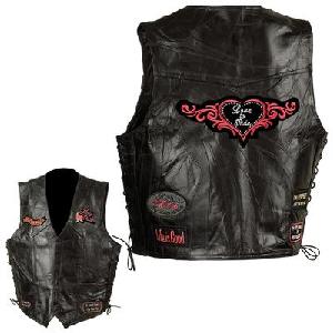 DIAMOND PLATE LADIES ROCK DESIGN GENUINE LEATHER VEST